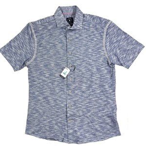 Johnnie-O Mens Small Top Shelf Bruce Shirt Oceanside Blue Short Sleeve Button Up
